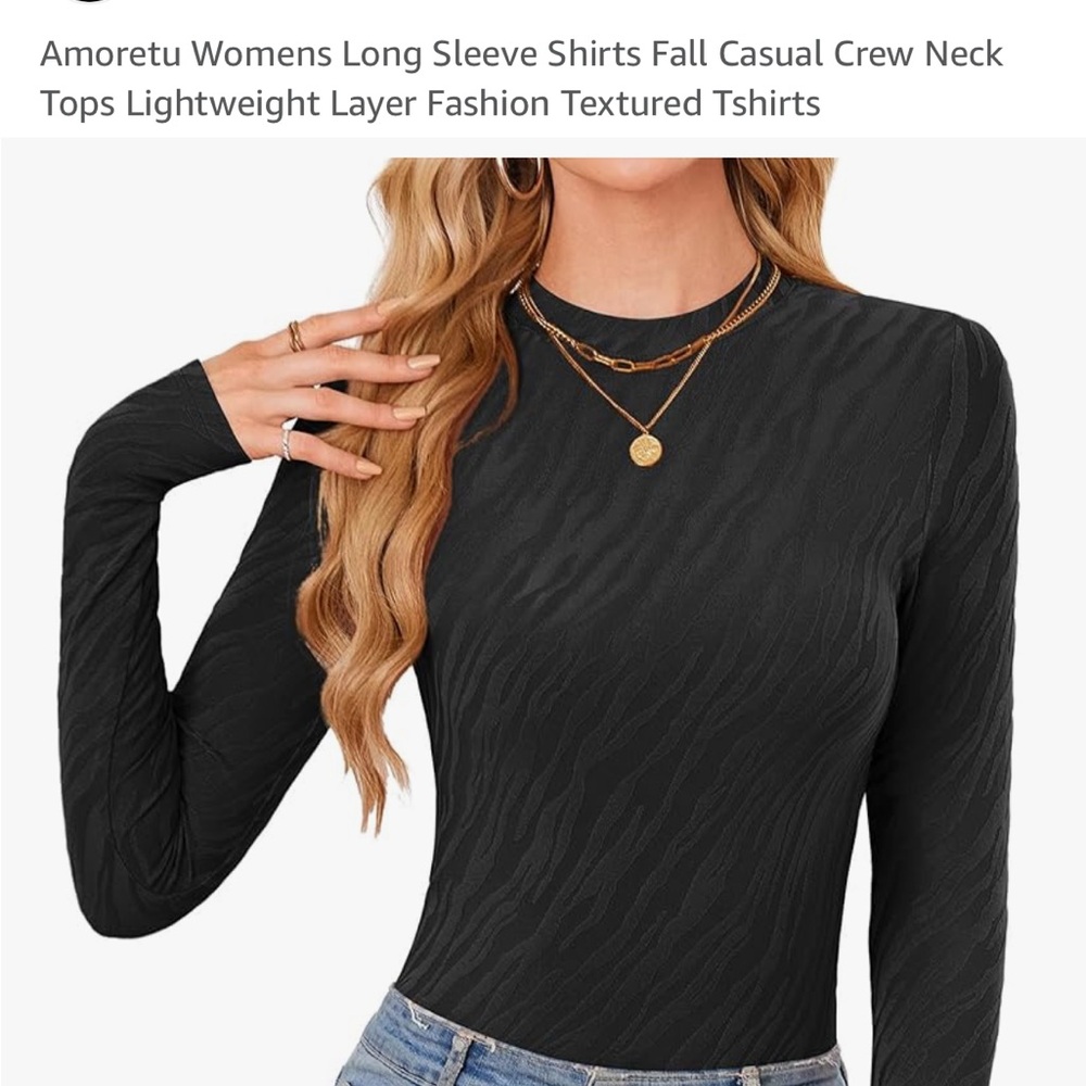 Black Long Sleeve Crew Neck Top